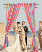 DUOBAO Rainbow Chiffon Wedding Arch Decor - Lightweight Sheer Fabric Archway for Ceremonies, Photo Backdrops, Parties (108" Tall x 29" Wide, 2 Panels)