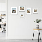 8x8 Picture Frames Set of 4 with Real Glass, Distressed White Frame Display 6x6 Pictures with Mat or 8 x 8 Without Mat, Wood Square Photo Frame for Wall Mount and Tabletop Display