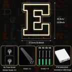Light Up Letters E, Led Marquee Letter Lights Neon Sign, 13.9" Height Decorative Lighted Alphabet Number, Battery/USB Powered Led Letters Lights for Wedding, Birthday, Party, Christmas or Home Decor