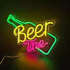 Beer Time Neon Sign Led Wall Decor Man Cave Neon Light Up Signs Wall Art for Home Room Bar Bedroom USB Powered 16.3"x11"