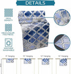 Blue Morocco Plaid Cotton Linen Table Runner for Dining Kitchen, Wedding Outdoor Party Tablerunners Decoration, Distressed Abstract Painted Vintage Dresser Scarf Coffee Tablecloth Runners 13x72 Inches