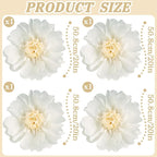 SUNBEAUTY 4 Pcs 20" White Giant Paper Flowers Large Crepe Tissue Artificial Paper Flowers Decorations for Wedding Party Wall Table Birthday Baby Shower Bridal Nursery Room Tea Party Backdrop Decor