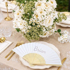 JOHOUSE 12 Pcs White Paper Fans Handheld – 8.3 Inch Foldable Hand Fan, Folding Fans Handheld for Women, Paper Fan for Wedding Guests, Bridal & Baby Shower Favors, Party Decorations