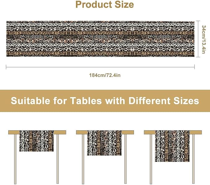 Cow Patchwork Print Table Runner, Country Farm Animal Fur Skin Farm Safari Wildlife Pattern Table Runner for Dinner Dinning Home Kitchen Living Room Party Holidays Setting, 13x90 Inch