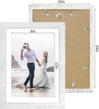 10x14 Picture Frame Set of 4 with Tempered Glass, Distressed White Frame Display 8x12 Picture with Mat or 10 x 14 Without Mat, Wood Rustic Photo Frames for Horizontal or Vertical Wall Mounting