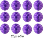 20pcs Honeycomb Decoration Paper Flower Balls Tissue Paper Pom Poms for Birthday Wedding Home Decor (3inch, Purple)