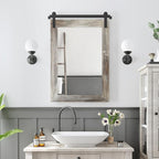 COGOOD Farmhouse Barn Door Mirror - 21 x 30 Rustic Wood Framed Wall Mirror for Bathroom, Living Room, Entryway Wall Decor (Yellow White)