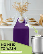 Pureegg Purple Plastic Table Runners - 10 Pack, 14'' x 108'', Water Resistant & Disposable Centerpiece Decorations for Table Cloth, Wedding, Birthday, Holiday, Baby Shower, Party, Home Decor
