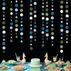 Sage Green and Dusty Blue Party Decorations Polka Dots Garlands Hanging Paper Circle Dots Streamer for Men Boy Birthday Baby Shower Wedding Engagement Retirement Silly Goose Party Decorations Supplies