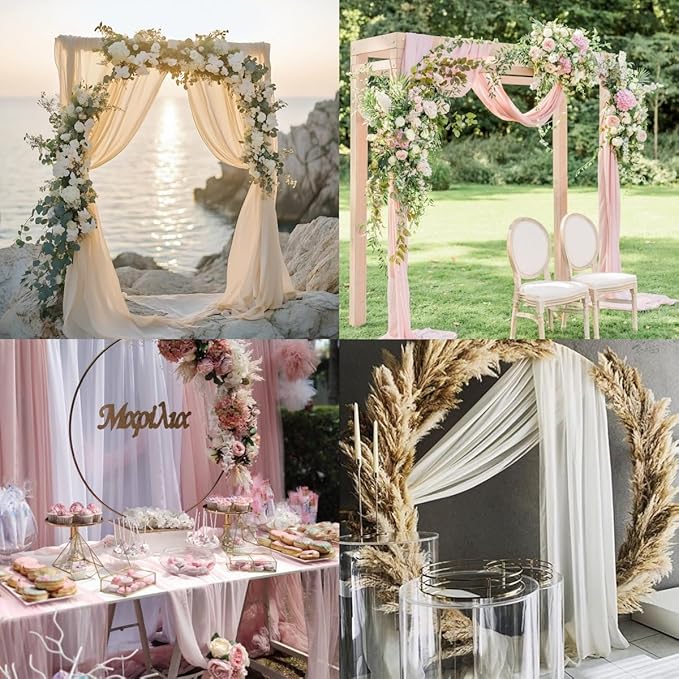 Socomi Lilac Purple Wedding Arch Draping Fabric 29" x 20Ft 1 Panel Sheer Outdoor Curtain Drapes Extra Long for Bridal Baby Shower Ceremony Birthday Party Decor