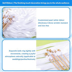 100 Pcs White Lace Ribbon Wedding Wands, Wedding Send Off Ribbon Streamers Party Streamer with Bells Silk Streamers for Party, Holiday, Bridal Shower, Anniversary Activities
