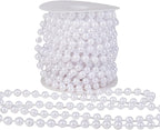 8mm Crafts Faux Pearl Beads Garland Pearl Bead Roll Strand of Pearls to Decorate Floral Centerpieces Wedding Party Favor Christmas Tree(33 Feet White)