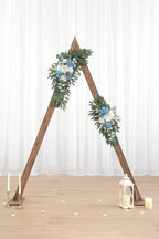 Artificial Flower Swag Set of 2 for Wedding Welcome Signs Floral Decorations, Blue Wedding Arch Flowers for Wedding Ceremony (Blue & Ivory)