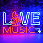 SYLHOME Live Music Led Neon Light Sign Fire Hot Bar Pub Music Studio Club Bedroom Wall Decor Sign Game Room Birthday Christmas Party Decoration 15.75" X 9.84" USB