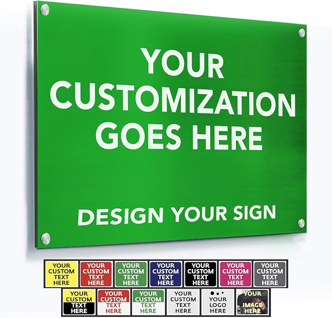 Custom Metal & Aluminum Outdoor Business Signs - White (Green, 18x12 In)