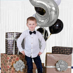 White Foil Fringe Curtain 3.3×8.3FT 6 Packs, Metallic Tinsel Curtains Party Streamers for Birthday Graduation Baby Shower Decoration (6pcs,3.3FT×8.3FT, White)