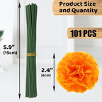 Hananona 101 Pcs Marigold Flower Heads Bulk, Silk Marigolds with Stems Artificial Mexican Flowers for Diwali Day of The Dead Dia De Los Muertos Ofrenda Decor