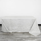 YOUR CHAIR COVERS - 90 x 132 Inch 6ft White Rectangular Crinkle Taffeta Tablecloth – Elegant Table Linen for Rectangular Tables, Weddings & Special Events