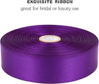Purple Solid Satin Ribbon 1 Inch 50 Yards Solid Polyester Fabric Ribbon for Gift Wrapping Wedding Christmas Baby Shower Birthday Party Decoration Handmade Immortal Flower Craft