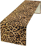 Leopard Print Dinning Table Runner, Cotton Linen Rustic Cottage Country Farm Safari Wildlife Fur Print Table Runners for Table Dresser Runner Dinning Kitchen Party Holidays Home, 13x108 Inch