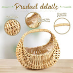 Taiyin 18 Pack Rattan Flower Girl Basket Small Half Moon Straw Wicker Basket with Handle Ideal for Wedding Flower Girl,Picnic,Garden Storage and Home Decor (Nature)