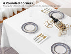 Surmente 5 Pack White Rectangle Tablecloth 90 x 132-inch Rectangular Polyester Table Cloth for Weddings, Banquets, or Restaurants