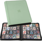 20-Pocket Card Binder, Trading Card Binder Holds 2000 Cards, Premium Zippered Trading Card Album Compatible with TCG, Game & Sports Cards (Soft Green)