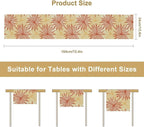 Autumn Chrysanthemum Table Runner, Vintage Modern Geometric Floral Boho Table Runner for Kitchen Dining Bedroom Living Room Table Decor for Indoor Outdoor Home Party, 13x36 Inch