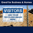 Custom Signs Outdoor Metal - 12 x 8 Customized Personalized Aluminum Signs for Office, Home, Business, Decor, Custom Rust-Proof Sign (VISITORS)
