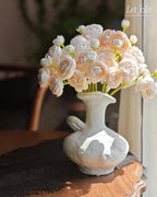 Letjolt Ranunculus Artificial Flower Light Champagne Silk Flowers Faux DIY Bouquet for Wedding Engagement Centerpieces Arrangements Bridal Shower Decorations Home Decor 18pcs
