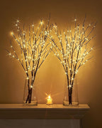 Birchlitland Lighted Branches for Vase 32in Tall 150 LED Plug in, Brown Artificial Willow Lights with Timer Home Christmas Party Mantle Decor