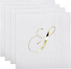 Gift Boutique 100 Gold Monogram Cocktail Napkins Letter S Disposable Paper Pack Elegant Metallic Golden Foil Hand Napkin for Powder Room Wedding Holiday Birthday Party Baby Shower Decorative Towels