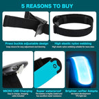 LED Armband Running USB Rechargeable(2 Pack), High Visibility Wristband for Runners, Joggers, Pet Owners, Cyclists, Adjustable Waterproof Reflective Bracelets for Night Running, Walking