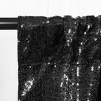 SquarePie Sequin Backdrop Curtain 8FT x 10FT Black Satin Backing Fabric Photography Background for Wedding Patry 4FT x 10FT 2 Panels