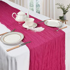 6 Pack Hot Pink Cheesecloth Table Runner 10ft Boho Gauze Fabric Cheese Cloth Table Runner 35 x 120 Inch Rustic Sheer Runner for Romantic Wedding Decor Baby Shower Party Table Centerpiece Decoration