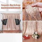 Eternal Beauty Sequin Backdrop Curtains, 2x8 Ft-2 Panels Rose Gold Back Drop for Shimmer Photography Party Wedding Birthday Decor
