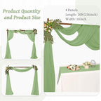 8 Panels Wedding Arch Draping Fabric 28" x 20Ft Wedding Arch Drapes Chiffon Fabric Drape Sheer Backdrop Curtain for Weddings Party Ceremony Birthday Arbor Drapery Reception Ceiling Décor(Sage Green)