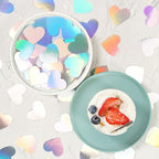 Iridescent-Disco Party-Decorations Heart Confetti - 300pcs Wedding Birthday Dining Table Centerpiece,Bachelorette Baby Bridal Shower Engagement Holographic Decor Lasting Surprise