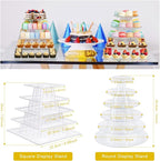 5 Tiers Square Macaron Tower Stand Cake Display Rack Cupcake Stand Desserts Display for Wedding Birthday Party Decor