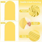 6FT Yellow Arch Backdrop Cover - Polyester Fitted Wedding Arch Stand Covers Round Top Chiara Arch Backdrop Cover for Birthday Party Banquet Photo Background Decoration