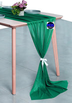 MDS Halloween Chiffon Table Runner - 25 Pack, 29 x 170 Inches, 14ft Each - Sheer Spooky Table Runners for Haunted House Parties, Trick-or-Treat Tables, Witchy Décor, Wedding & Events - Emerald Green