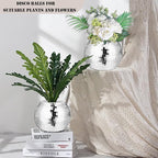 6 Pcs Disco Ball Vase,Plastic Disco Ball Centerpieces Silver Disco Ball Planter Mirror Disco Ball Ice Bucket Disco Ball Decor Can Be Used for Wedding Centerpieces,Birthday,Office(9 Inch)