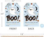 Aukolass 50Pcs Boo Gift Tags, Halloween Treat Tag for Spooky Boy Ghost Party Favor and Gift Wrapping Decoration (Blue Boo)