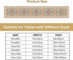 Vintage Boho Floral Table Runner, Rustic Country Farmhouse Grey Blue Orange Bohemia Flower Pattern for Home Kitchen Table Decor Dining Coffee Room Party Decor 13x120in