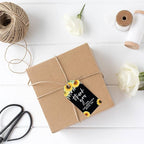 Andaz Press 100-Pack Thank You for Celebrating with Us Favor Tags Sunflowers Black Background Cardstock Gift Tags with Bakers Twine for Wedding Baby Shower Bridal Shower Party Favors 2 x 3.75-Inches