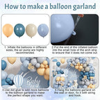 Dusty Blue Balloon Arch Kit 139Pcs Slate Blue Grey Balloons Garland Neutral Boho Retro Fog Gray Apricot Beige Cream White Sand Brown Birthday Party Balloons for Boys Bear Cloud Baby Shower Decorations