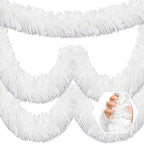 50 Feet Christmas Foil Fringe Banner Metallic Tassle Garland Metallic Backdrop Parade Floats Shiny Hanging Ceiling, Valentine's, Wedding, New Year Party Decorations(2" x 50', Macaron White)