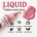 Pink Metallic Edible Paint for Baking – Food Grade Pink Edible Dust Drink Glitter for Shimmer Cake Decorating, Cookies, Cupcakes, Cocktails – 15ml Perfect for Holidays, Wedding, Birthday Decorating