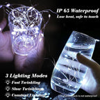 ZGWJ 100 Pack Fairy Lights Battery Operated, 7ft 20 Mini LED Fairy String Lights Silver Wire 4 Modes for DIY, Parties, Wedding, Bedroom, Halloween Christmas Decoration White