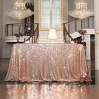 SquarePie Sequin Tablecloth 50 x 72 Inch Rose Gold Sparkly Table Cloth for Wedding Party
